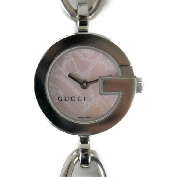 Gucci Quartz Watch Stainless Steel Black Leather Belt - Picture 1 of 10